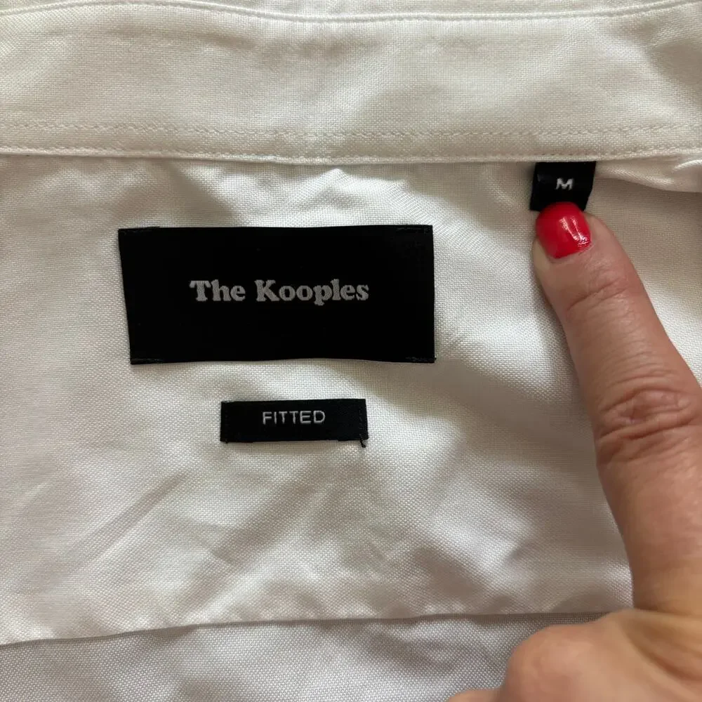 THE KOOPLES | White Fitted Shirt Tone-on-Tone Skeletons Embroidered Sz M